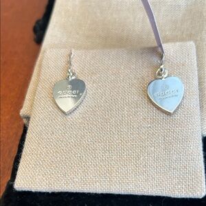 Gucci Silver Heart Drop Earrings